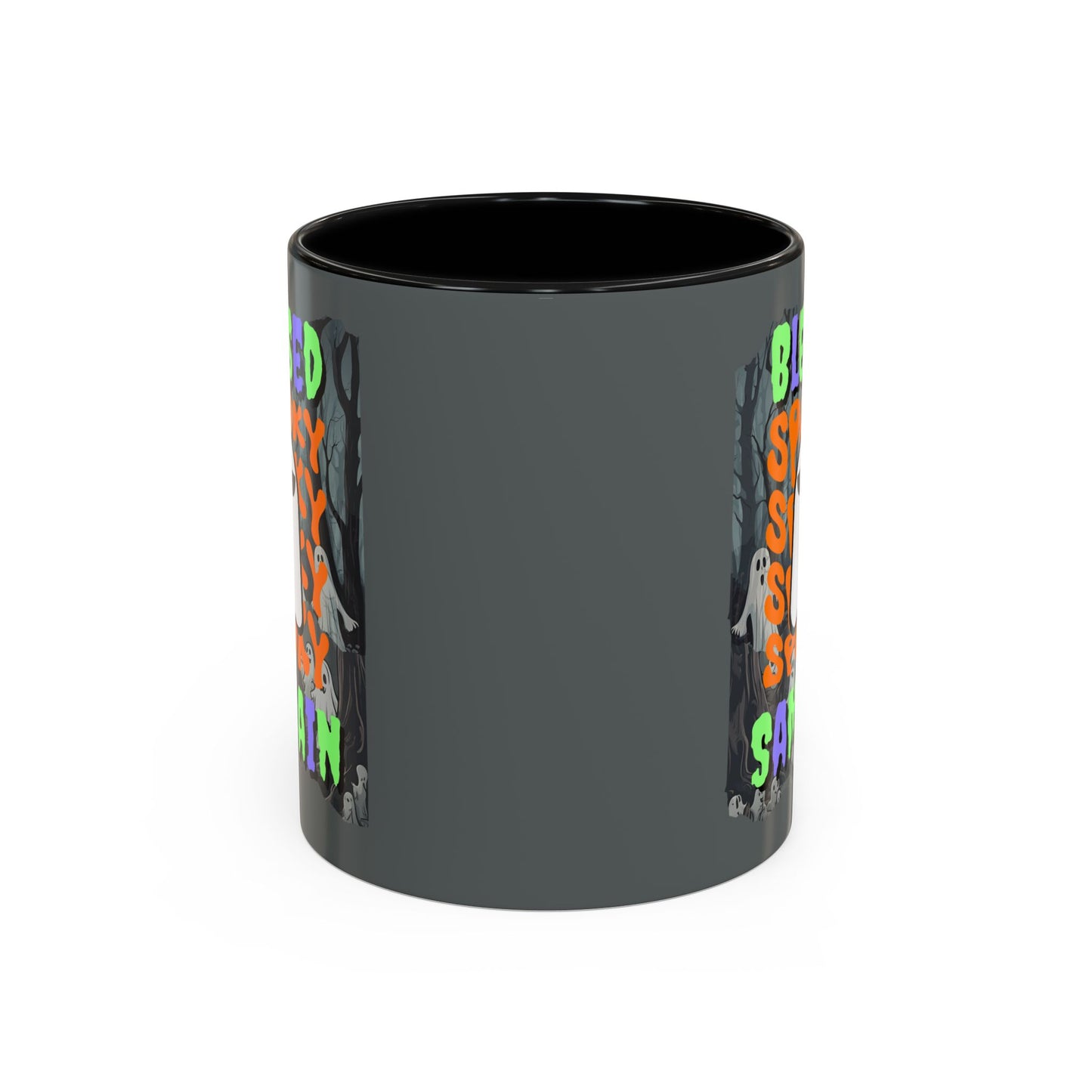 Spooky Blessed Samhain Ghost Mixed font Accent Mug by CreepyCrafts.boo