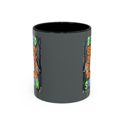 Spooky Blessed Samhain Ghost Mixed font Accent Mug by CreepyCrafts.boo