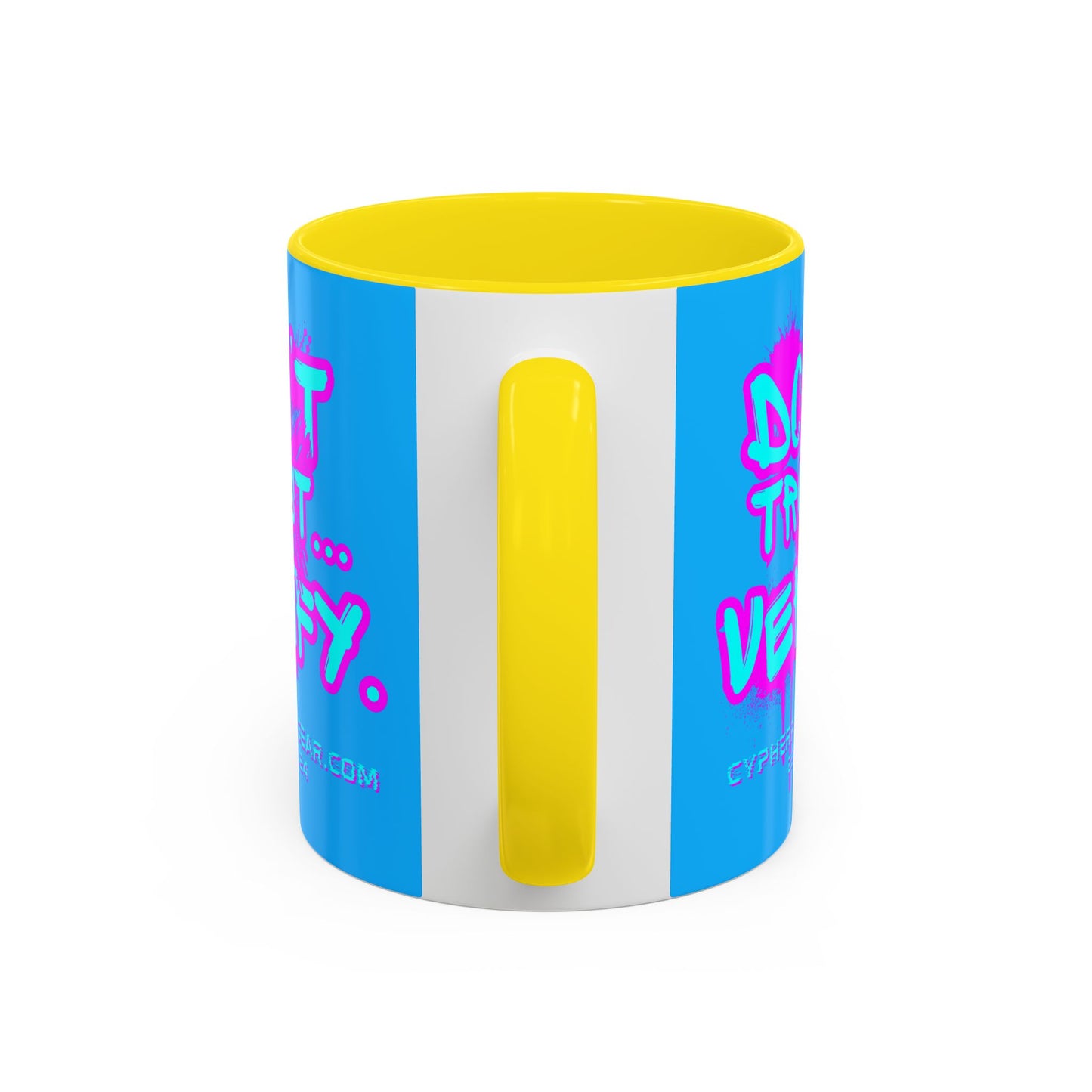Don't Trust...Verify. Light Blue Accent Mug by cypherpunkgear.com