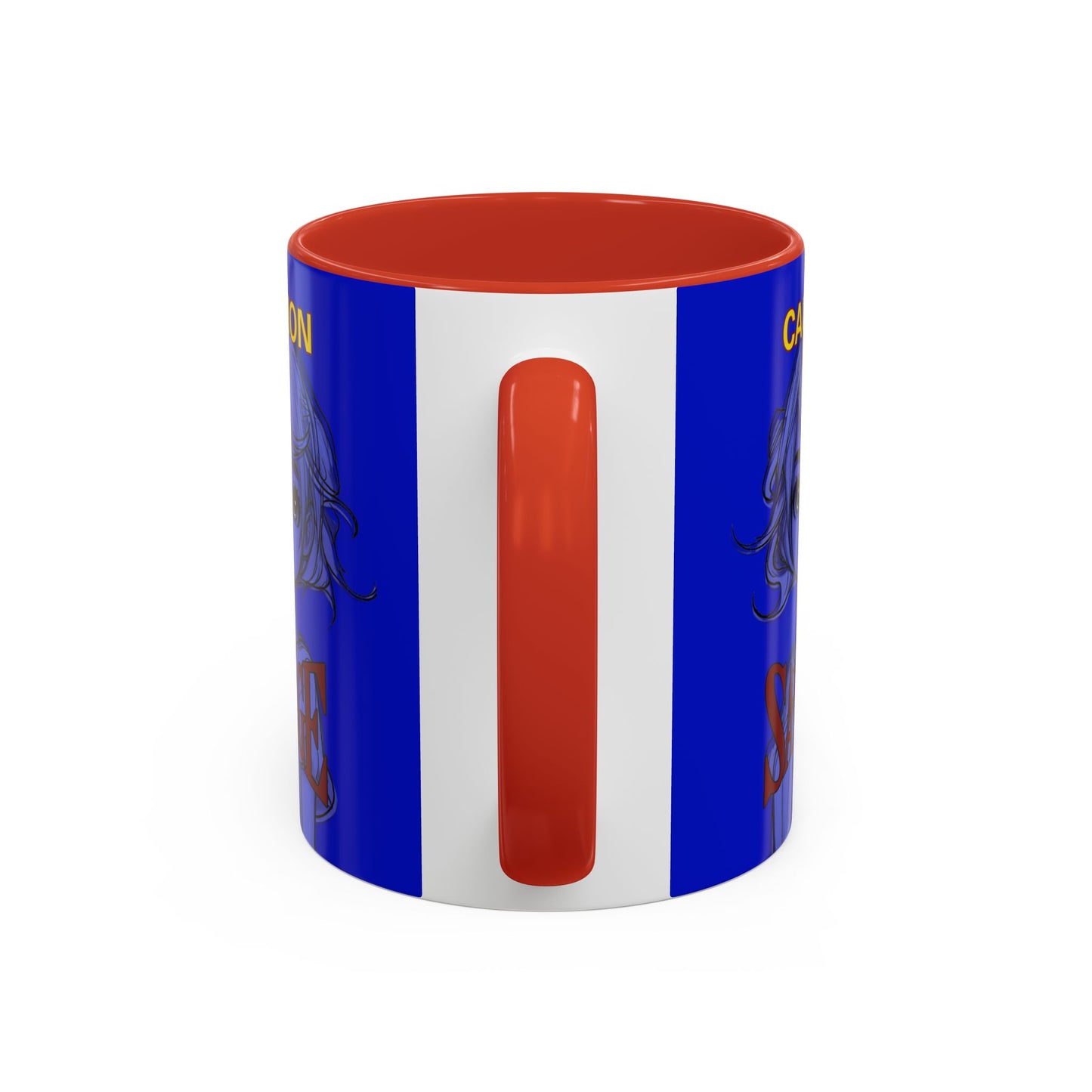 Caution, Savage Dark Blue Accent Mug by cypherpunkgear.com