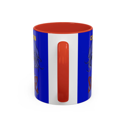 Caution, Savage Dark Blue Accent Mug by cypherpunkgear.com