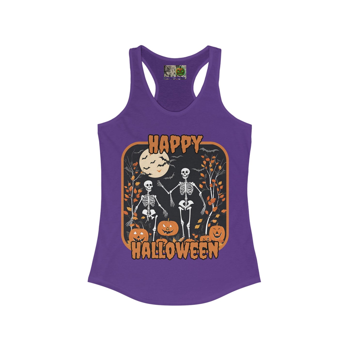 Spooktacular Skeletons of Halloween Women's Racerback Tank Top by CreepyCrafts.boo