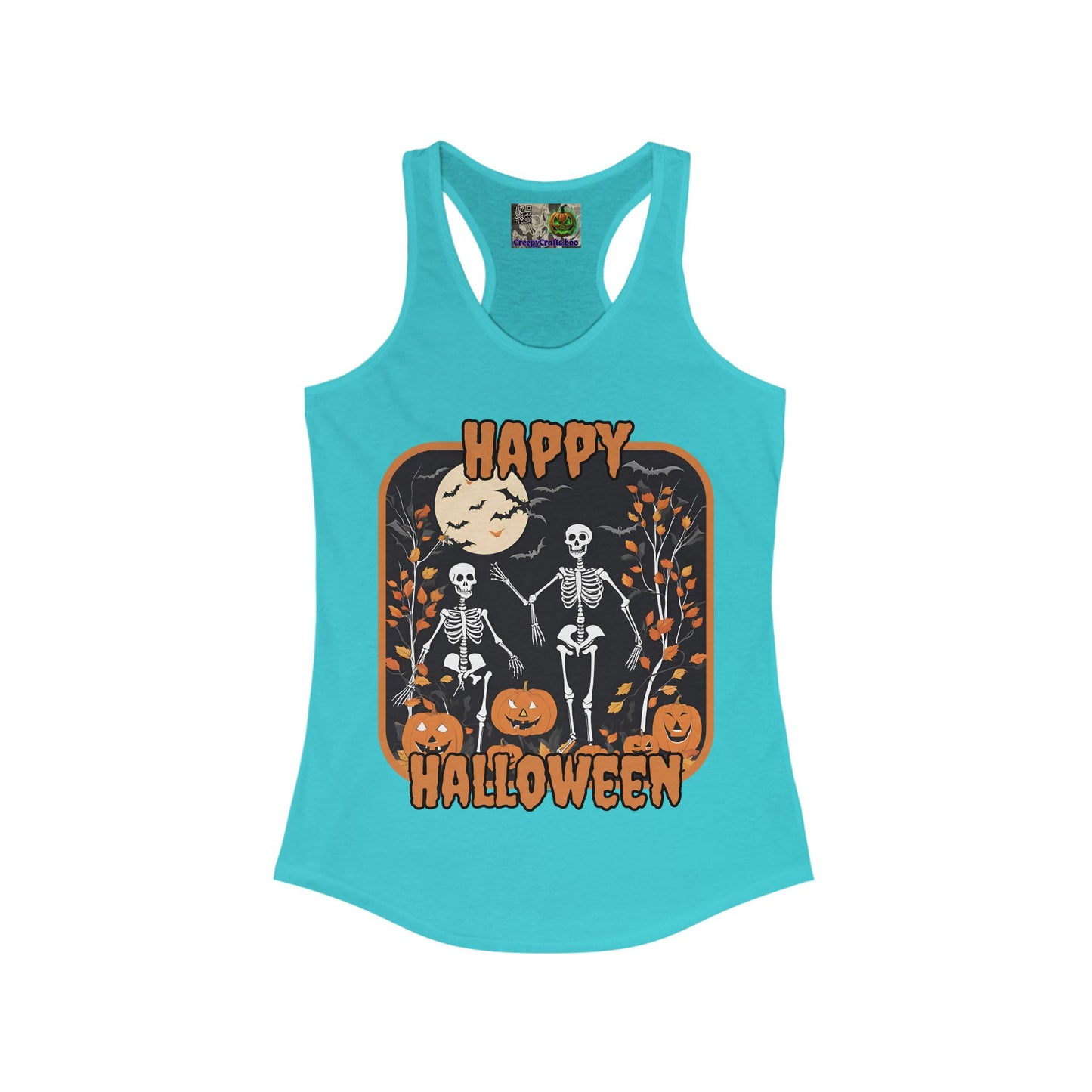 Spooktacular Skeletons of Halloween Women's Racerback Tank Top by CreepyCrafts.boo