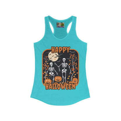 Spooktacular Skeletons of Halloween Women's Racerback Tank Top by CreepyCrafts.boo