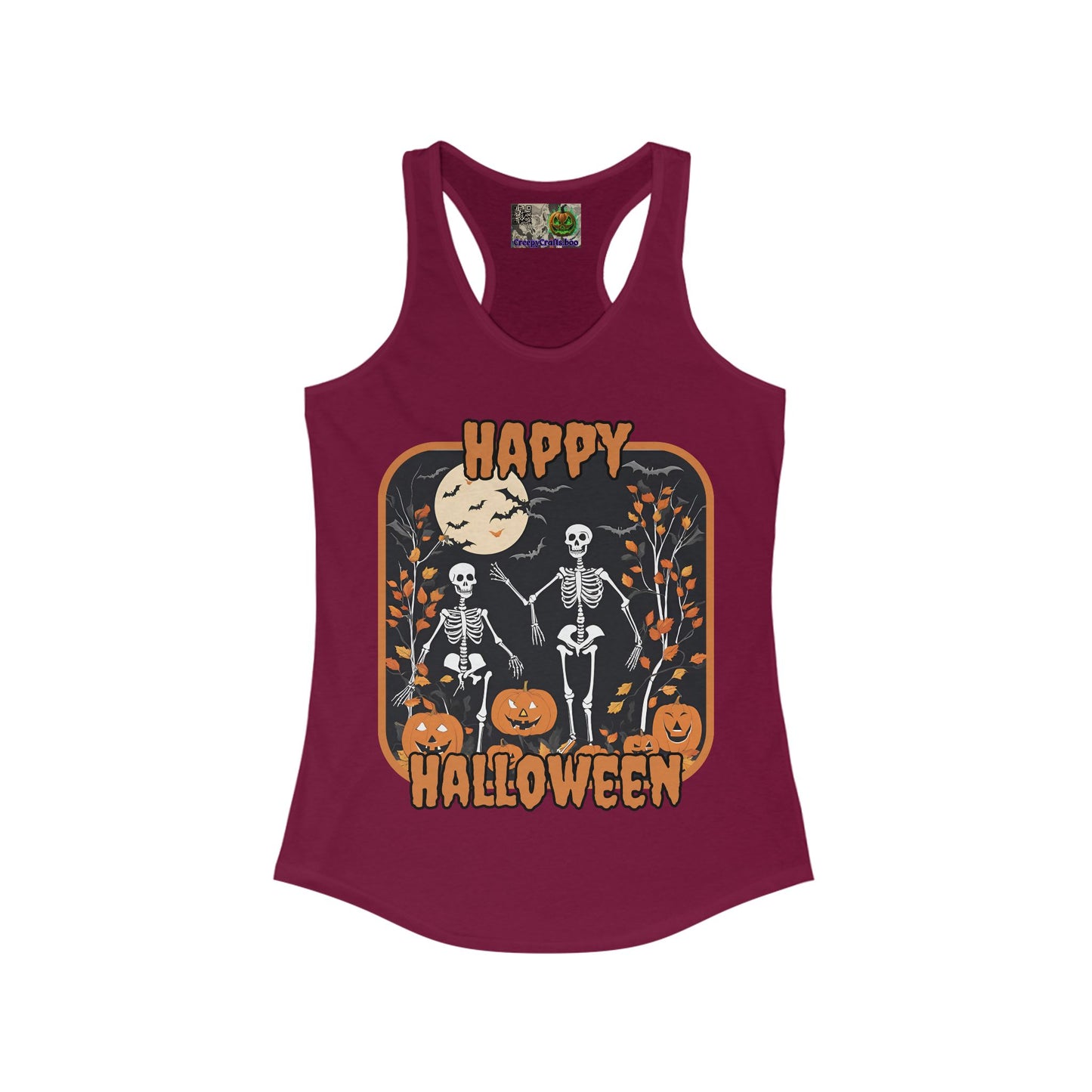 Spooktacular Skeletons of Halloween Women's Racerback Tank Top by CreepyCrafts.boo
