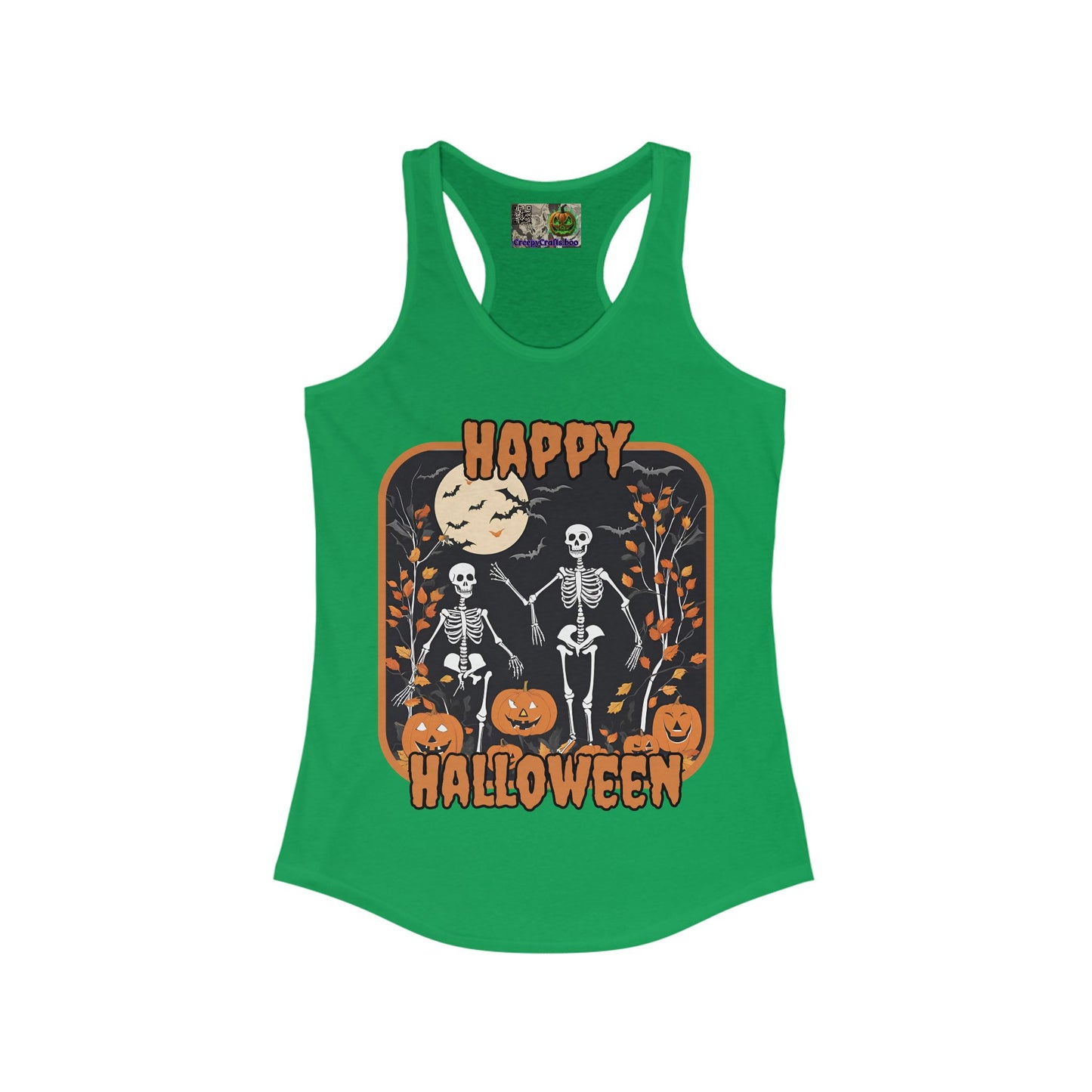 Spooktacular Skeletons of Halloween Women's Racerback Tank Top by CreepyCrafts.boo