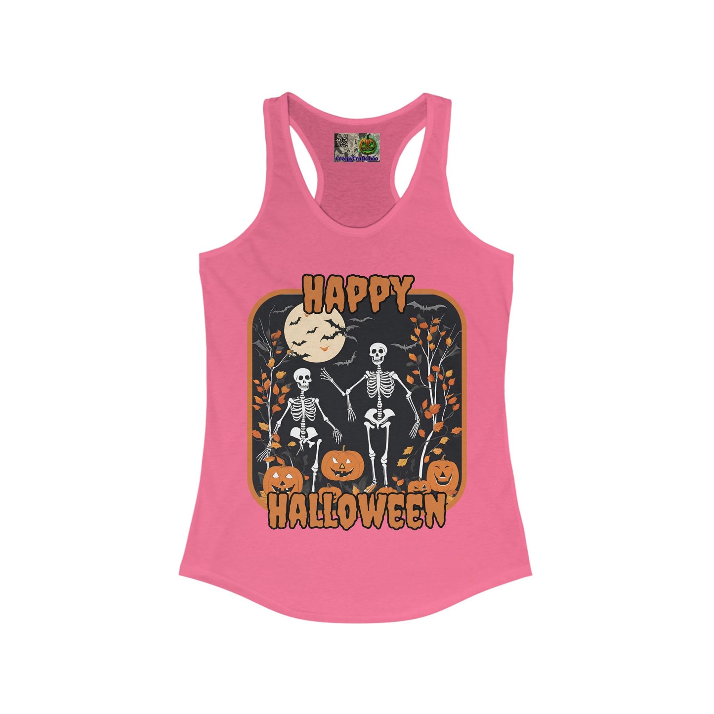 Spooktacular Skeletons of Halloween Women's Racerback Tank Top by CreepyCrafts.boo