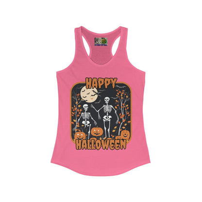 Spooktacular Skeletons of Halloween Women's Racerback Tank Top by CreepyCrafts.boo