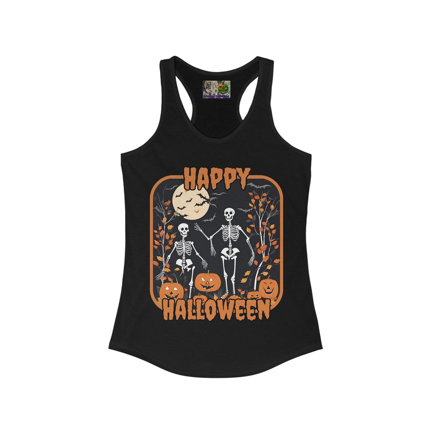Spooktacular Skeletons of Halloween Women's Racerback Tank Top by CreepyCrafts.boo