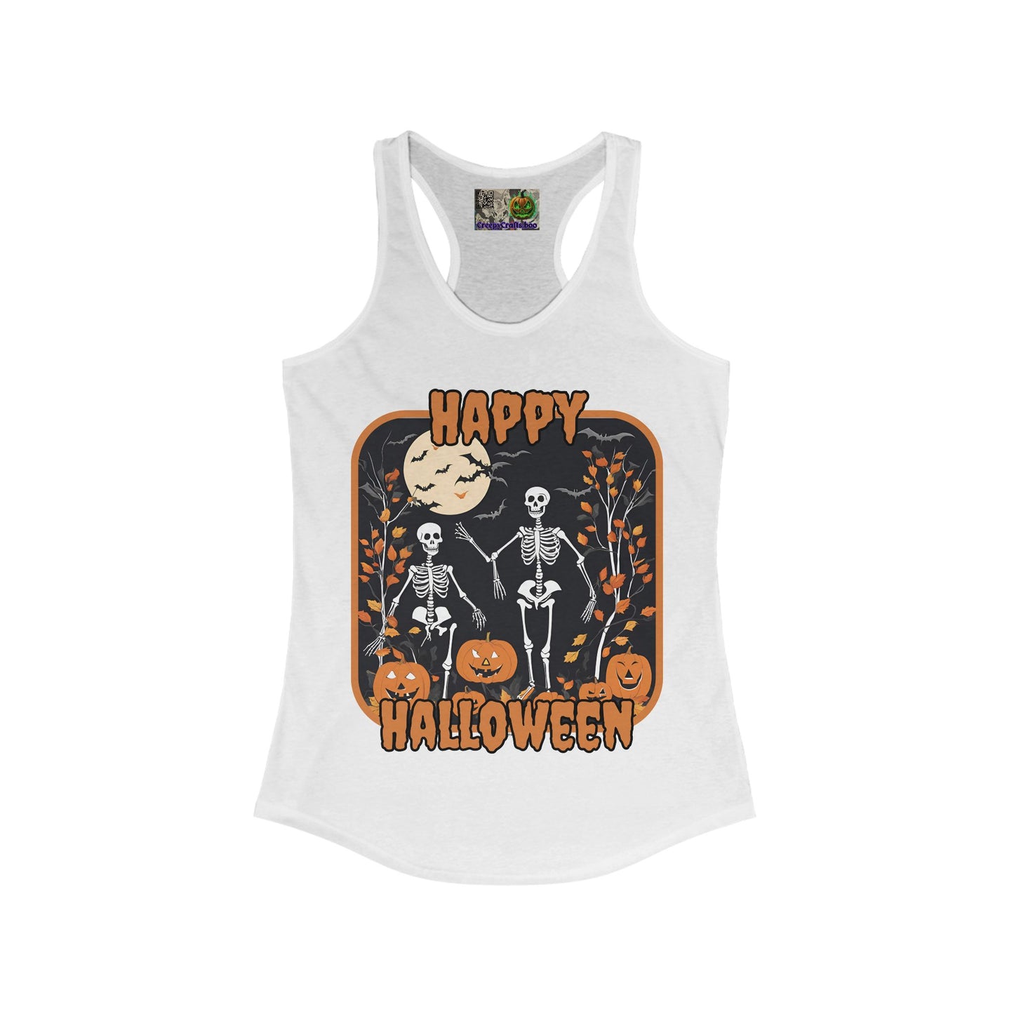 Spooktacular Skeletons of Halloween Women's Racerback Tank Top by CreepyCrafts.boo