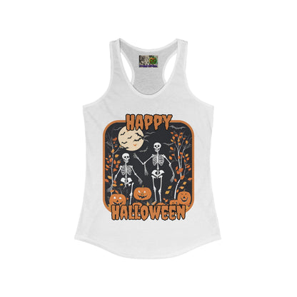Spooktacular Skeletons of Halloween Women's Racerback Tank Top by CreepyCrafts.boo
