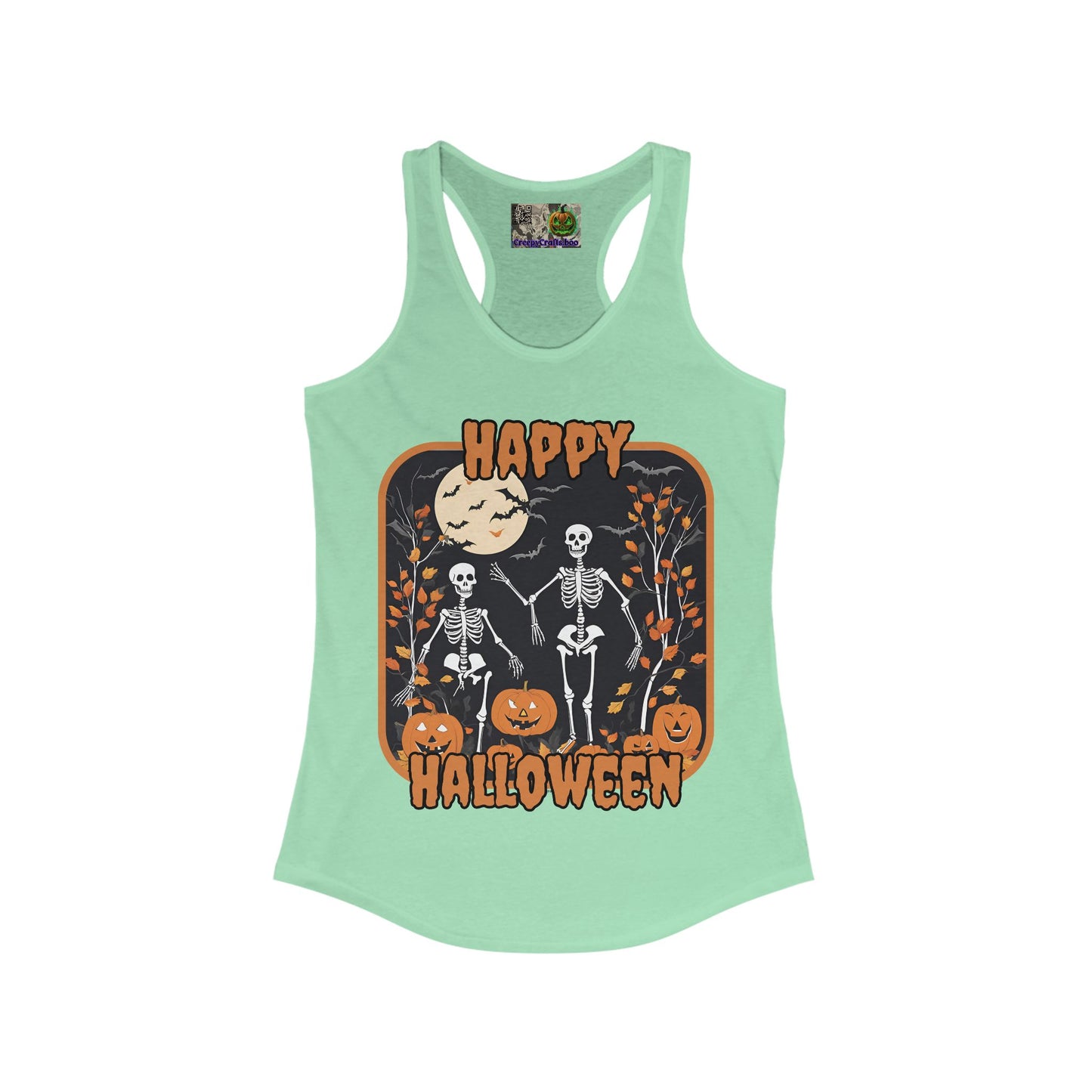 Spooktacular Skeletons of Halloween Women's Racerback Tank Top by CreepyCrafts.boo