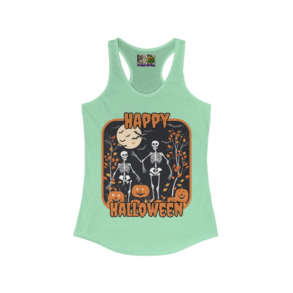 Spooktacular Skeletons of Halloween Women's Racerback Tank Top by CreepyCrafts.boo