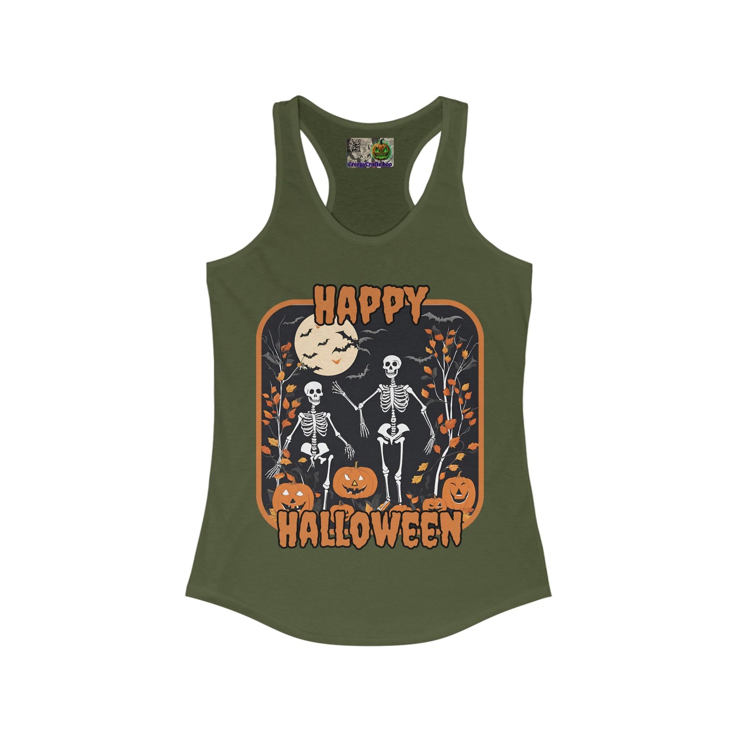 Spooktacular Skeletons of Halloween Women's Racerback Tank Top by CreepyCrafts.boo