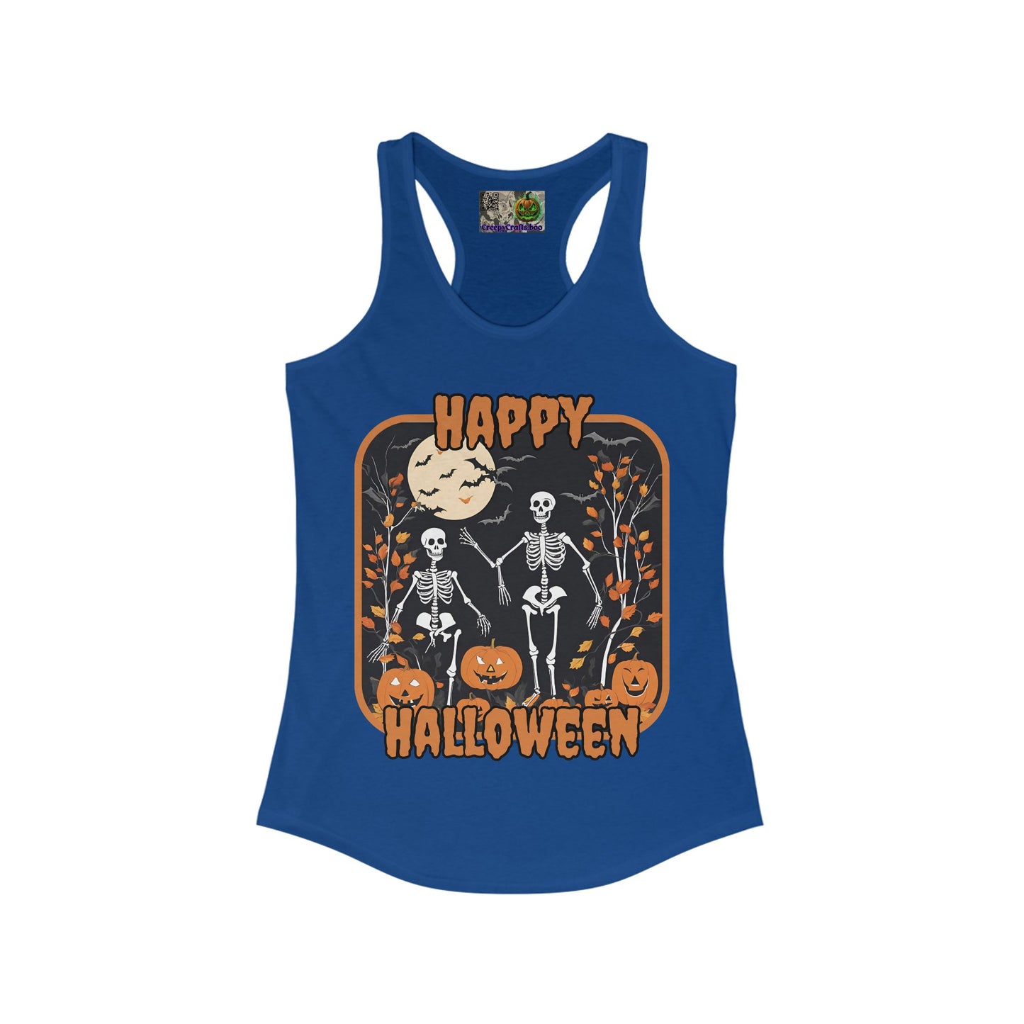 Spooktacular Skeletons of Halloween Women's Racerback Tank Top by CreepyCrafts.boo