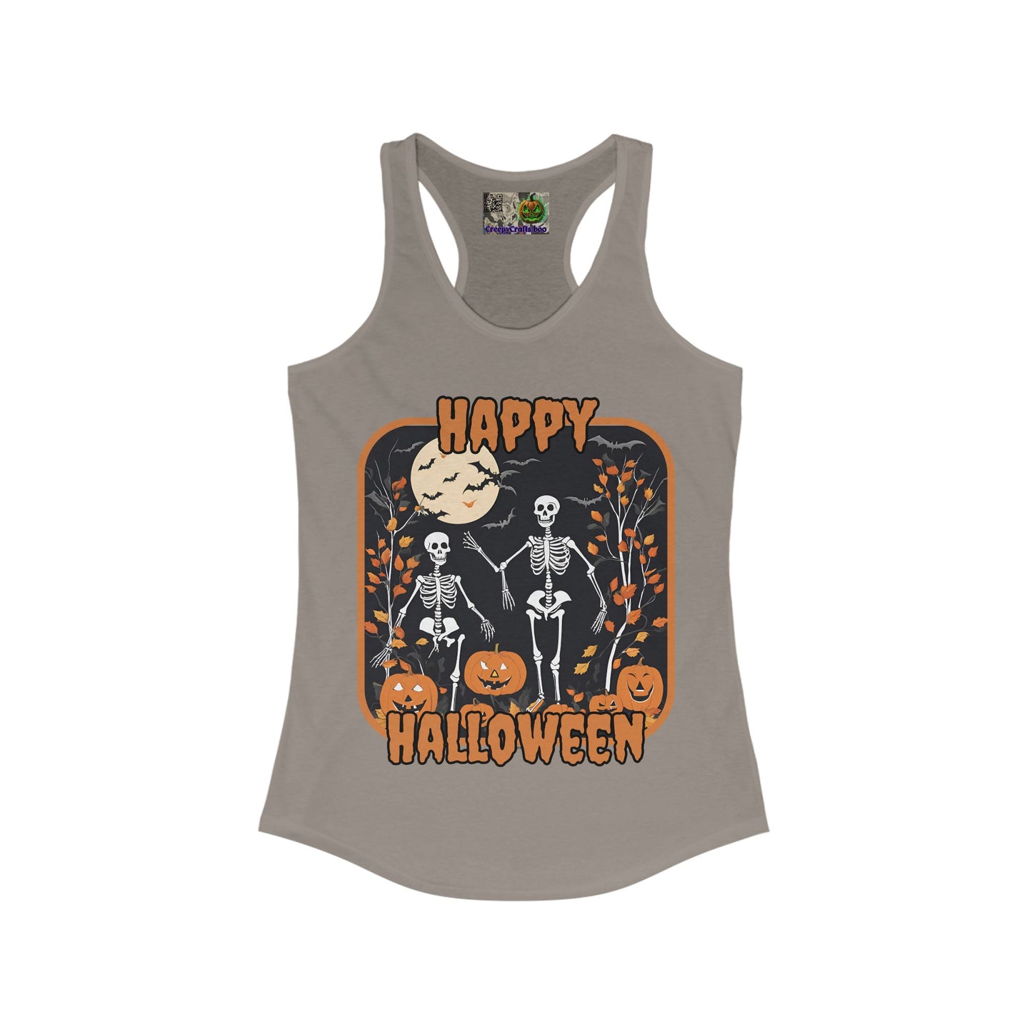Spooktacular Skeletons of Halloween Women's Racerback Tank Top by CreepyCrafts.boo