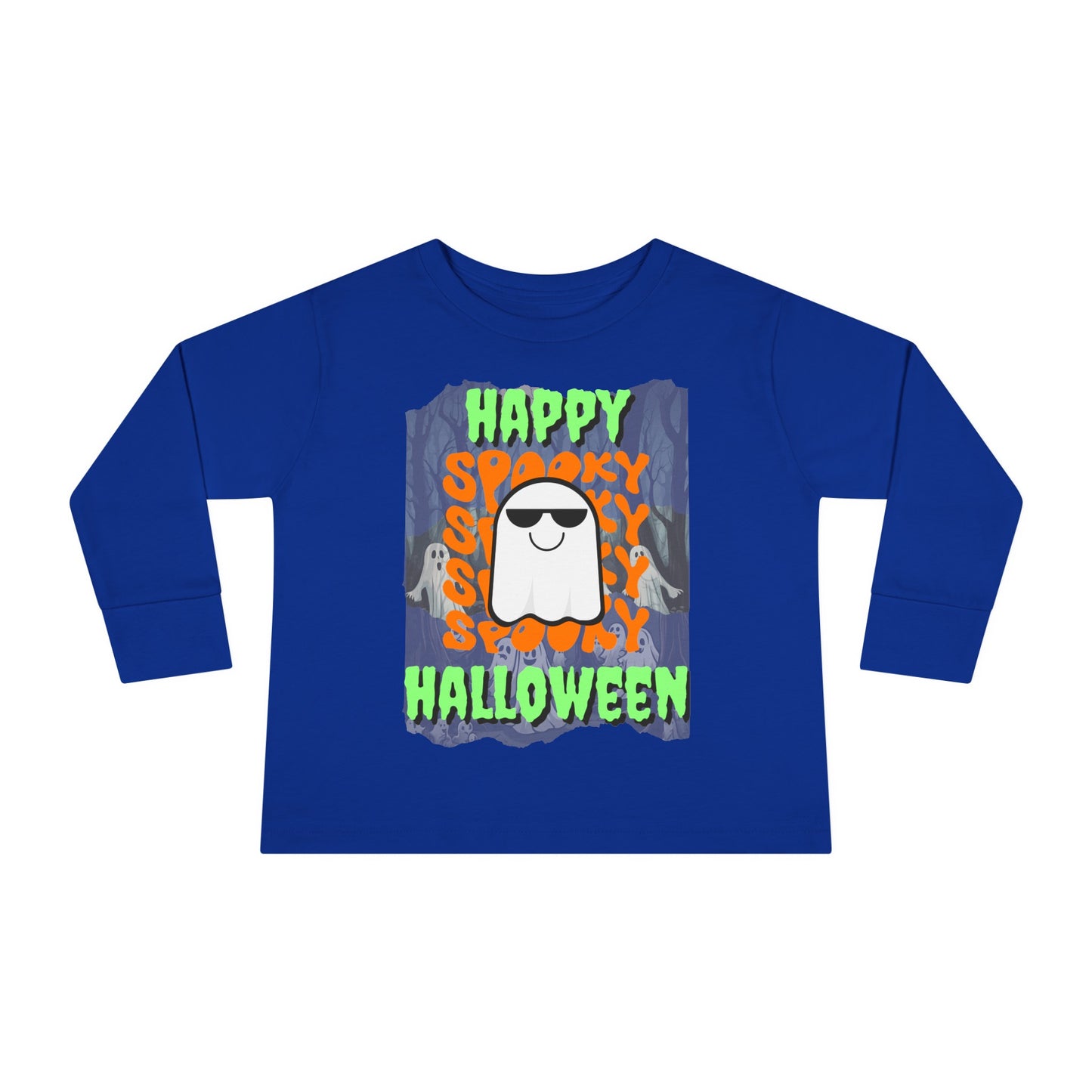 Spooky Happy Halloween Ghost GNfont Toddler Long Sleeve Tee by cypherpunkgear