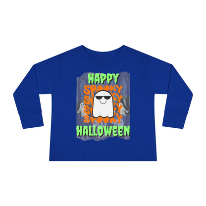 Spooky Happy Halloween Ghost GNfont Toddler Long Sleeve Tee by cypherpunkgear