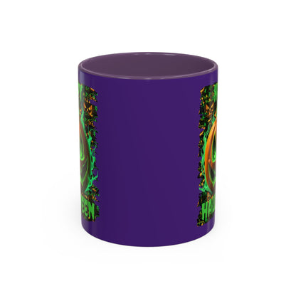 Happy Halloween Green Jack Purple Accent Mug by CreepyCrafts.boo