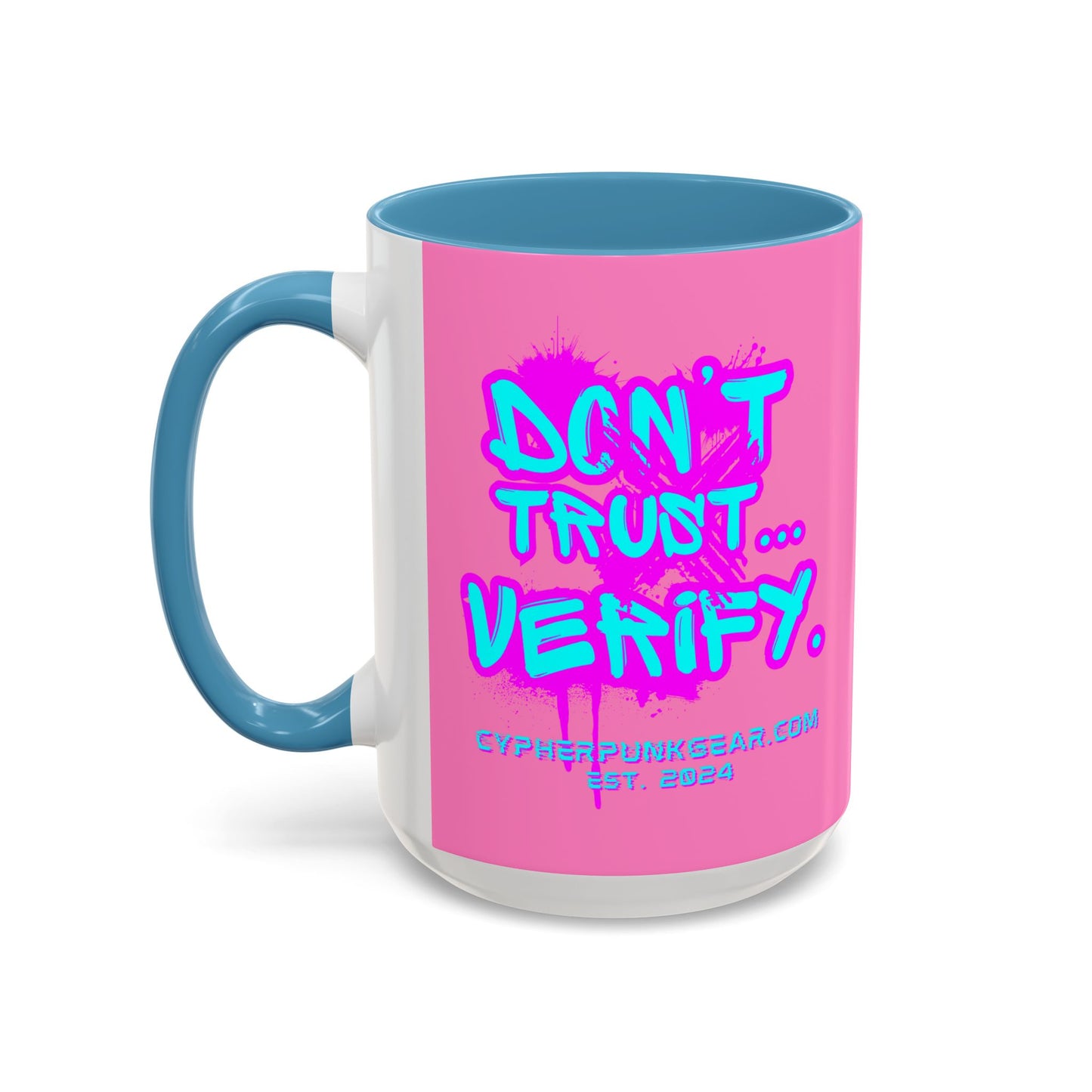 Don't Trust...Verify. Light Pink Accent Mug by cypherpunkgear.com