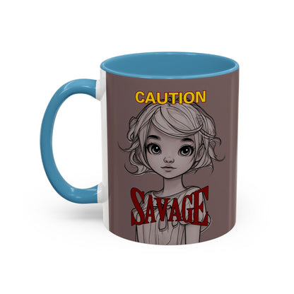 Caution, Savage Grey Accent Mug by cypherpunkgear.com