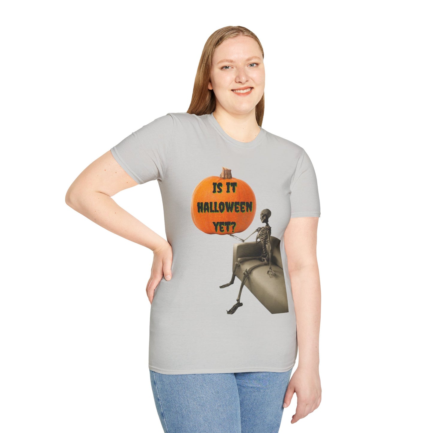 Is it Halloween yet? Skeleton's Pumpkin Light colors Unisex T-Shirt by CreepyCrafts.boo