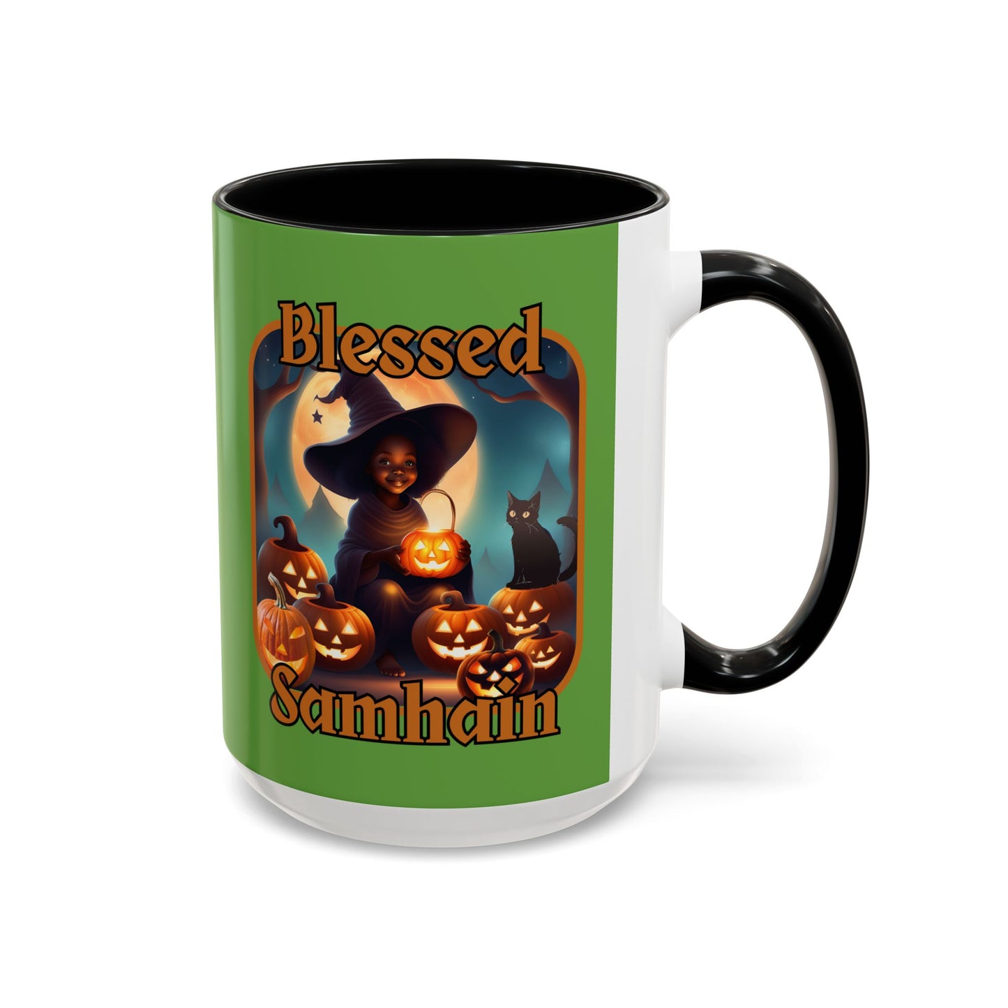 Blessed Samhain Cute Witch ORfont Accent Mug by cypherpunkgear