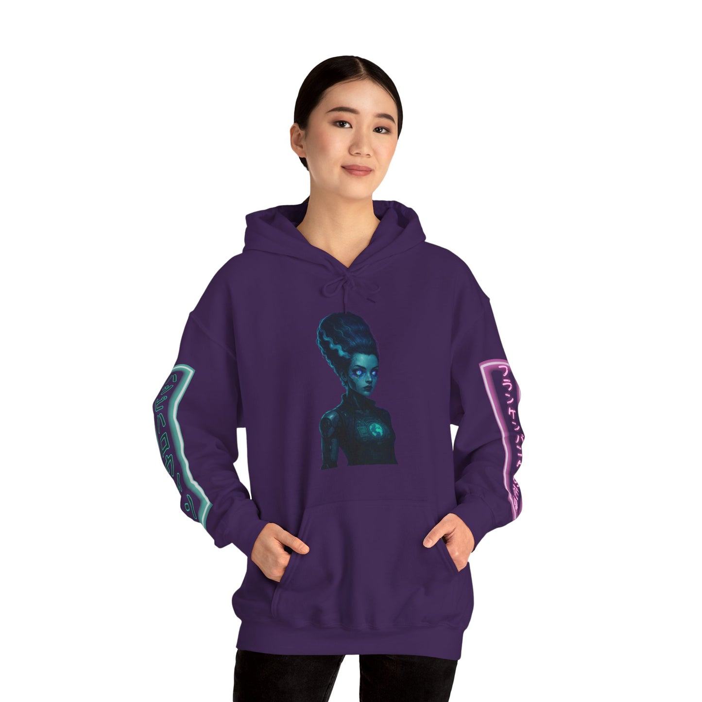 Neon Bride of Frankenstein Hoodie Unisex Hooded Sweatshirt by CreepyCrafts.boo