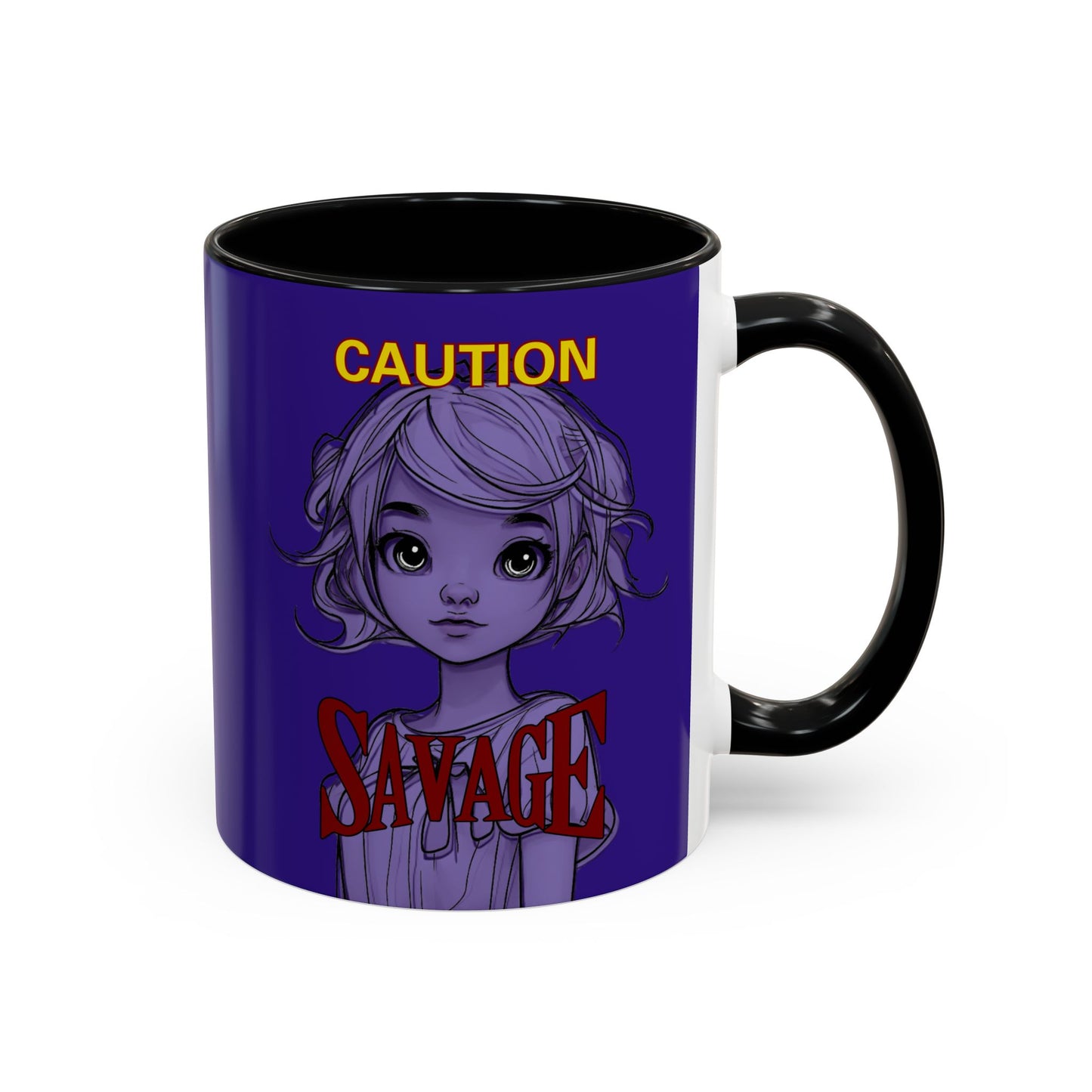 Caution, Savage Dark Purple Accent Mug by cypherpunkgear.com