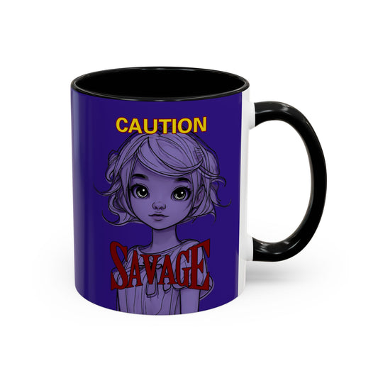 Caution, Savage Dark Purple Accent Mug by cypherpunkgear.com