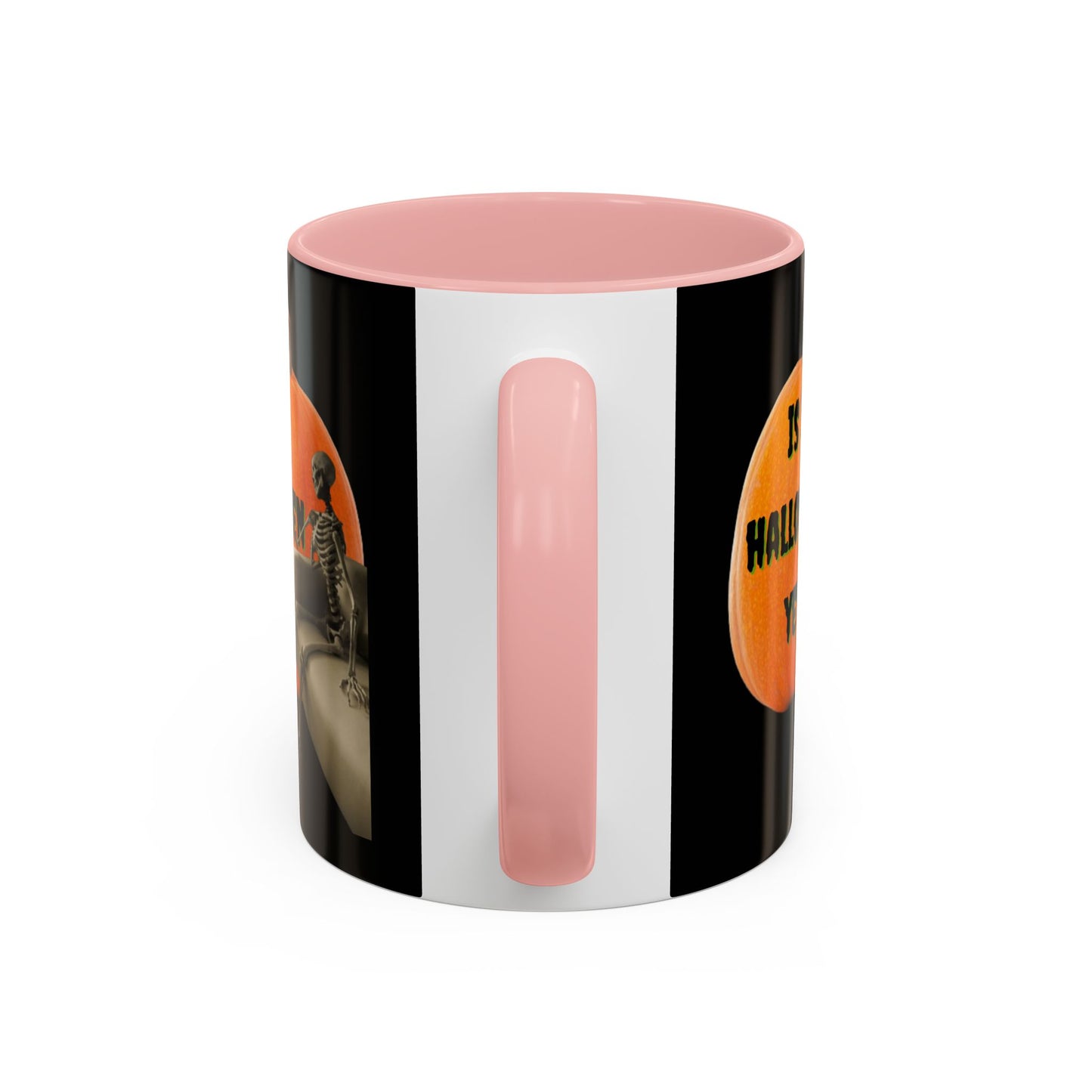 Is it Halloween yet? Skeleton's Giant Pumpkin Black Accent Mug by CreepyCrafts.boo