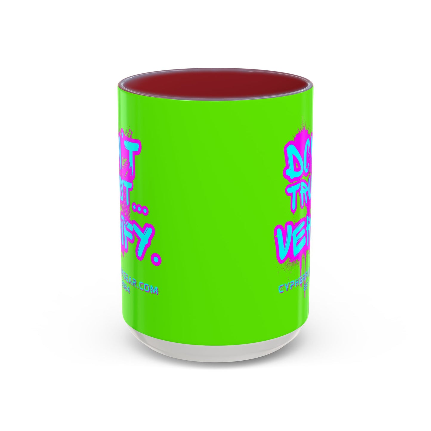 Don't Trust...Verify. Green Accent Mug by cypherpunkgear.com