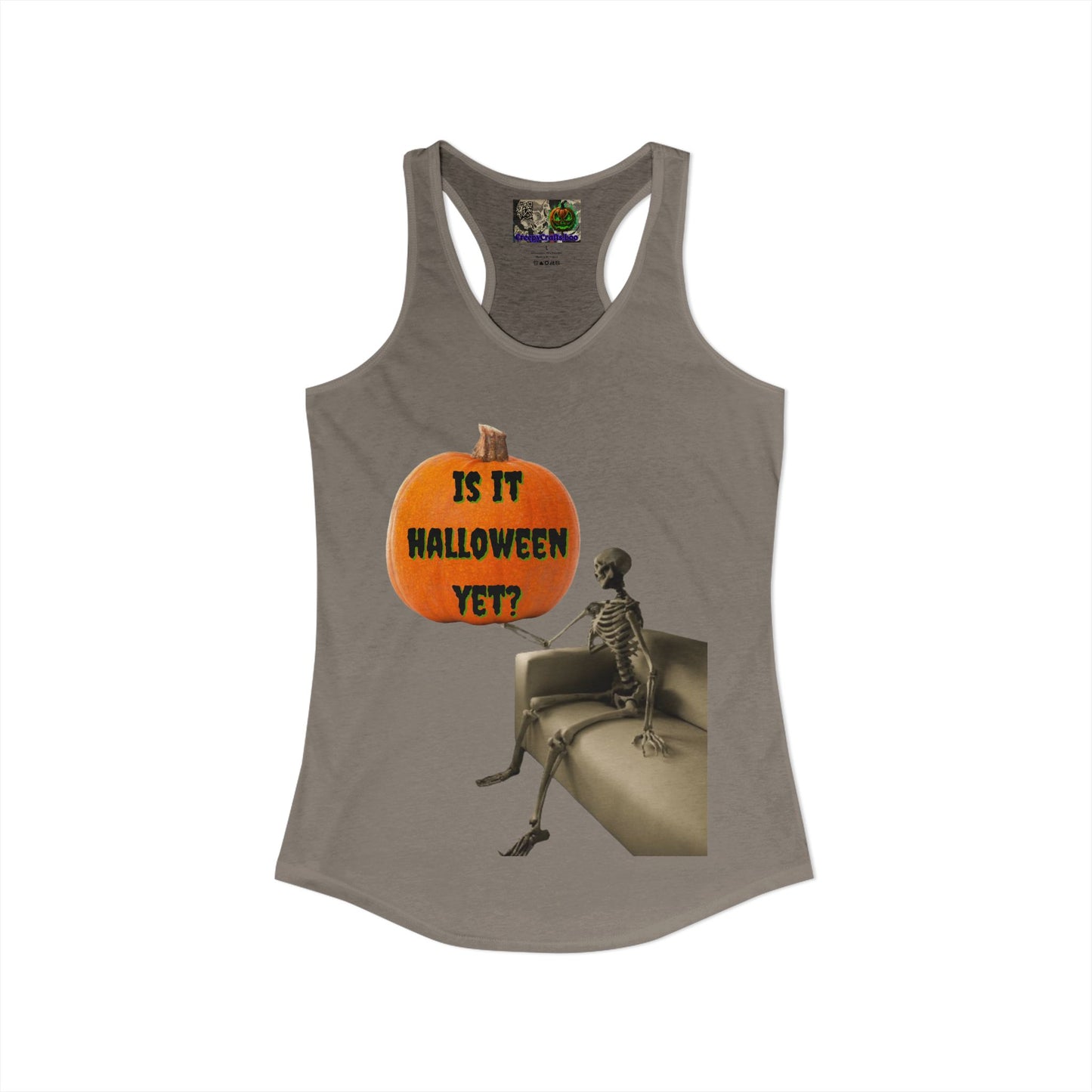 Is it Halloween yet? Skeleton's Pumpkin Women's Racerback Tank Top by CreepyCrafts.boo