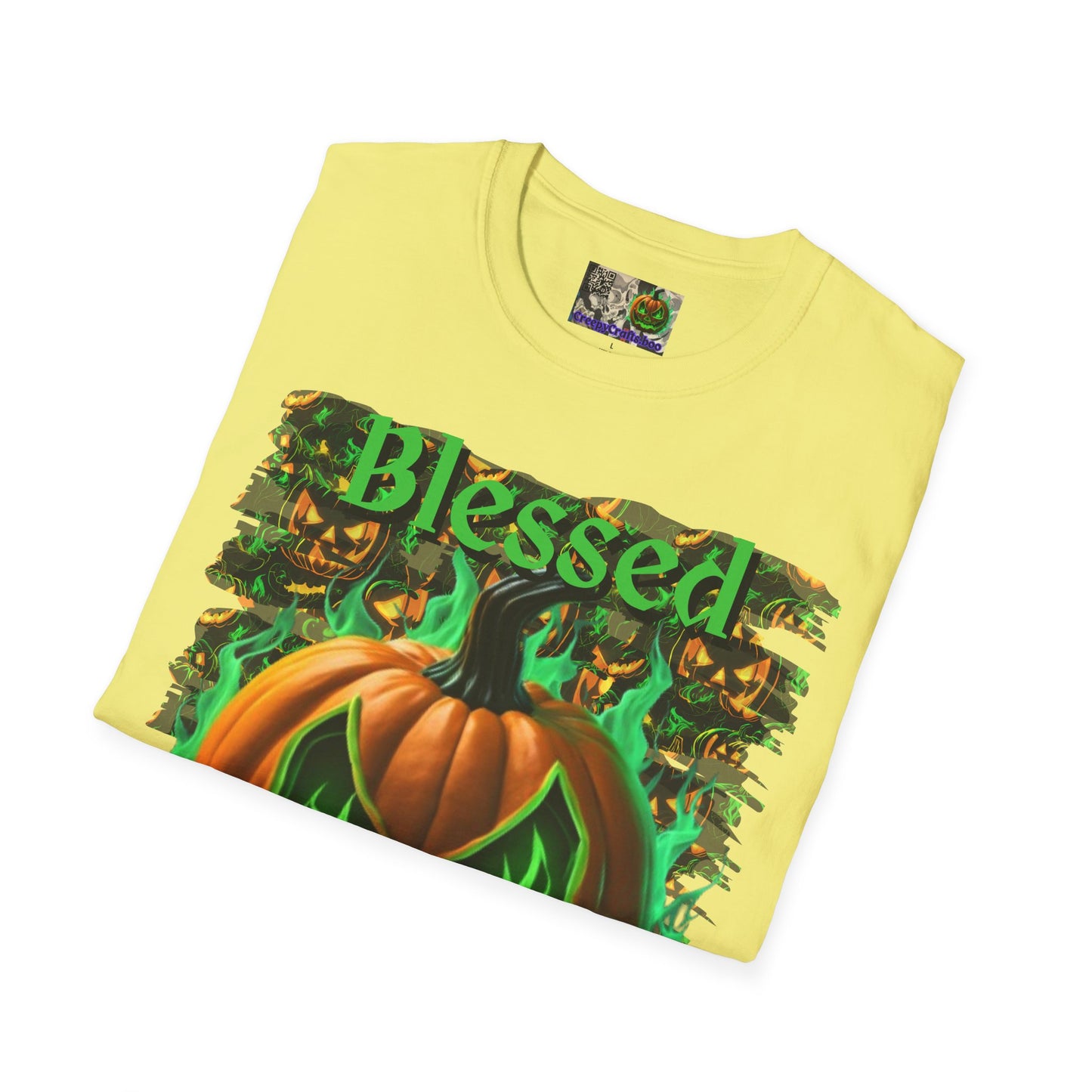 Blessed Samhain Green Jack Light colors Unisex T-Shirt by CreepyCrafts.boo
