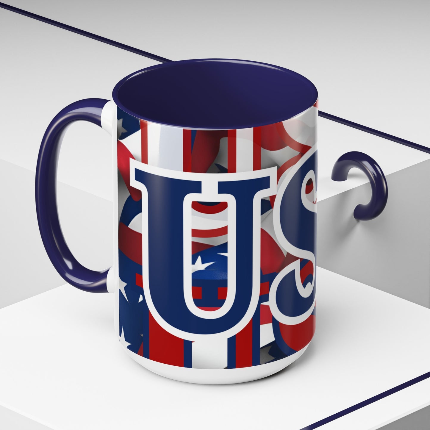 USA! USA! USA BLfont Patriot Accent Mug by cypherpunkgear