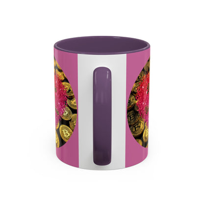 Bitcoin is My Valentine Pink Accent Mug by cypherpunkgear.com