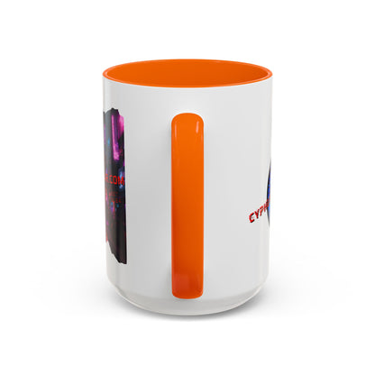 2-sided, cypherpunkgear.com Logo & Cityscape Accent Mug by cypherpunkgear.com