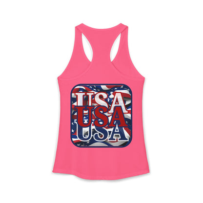 2-sided RED White and Blue USA Patriot Women's Racerback Tank Top by cypherpunkgear.com