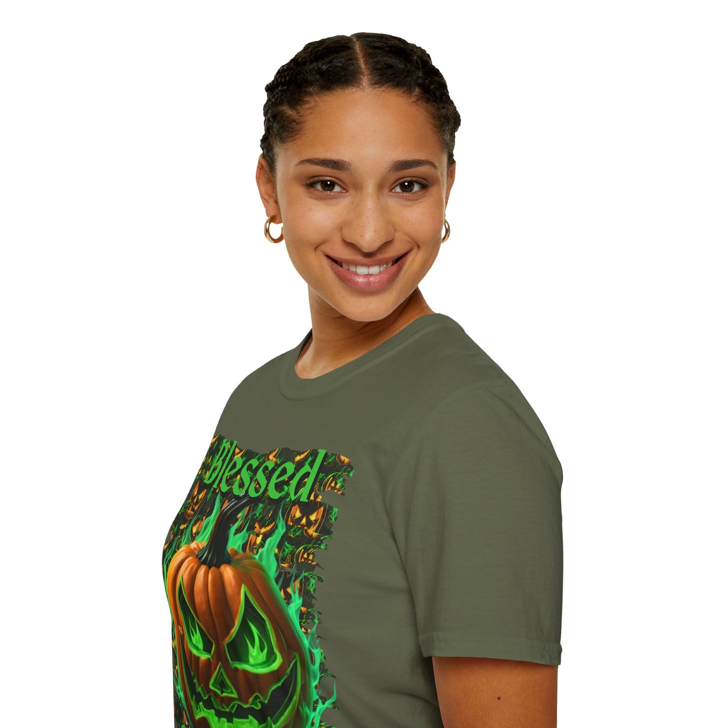 Blessed Samhain Green Jack Dark colors Unisex T-Shirt by CreepyCrafts.boo