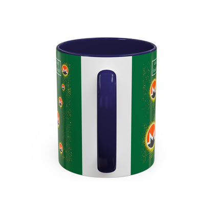 Monero (XMR) don't assume your freedoms are assured Green Accent Mug by cypherpunkgear.com