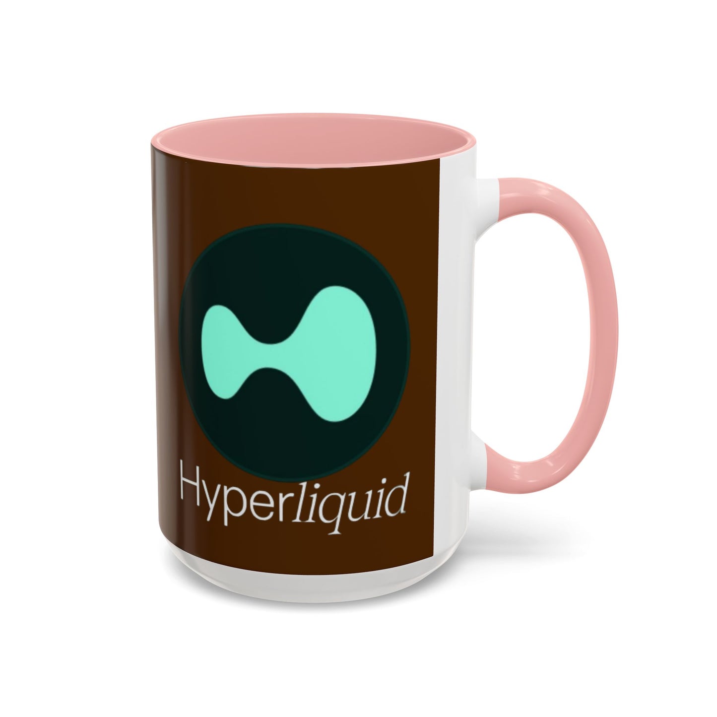 Hyperliquid White font Brown Accent Mug by cypherpunkgear.com