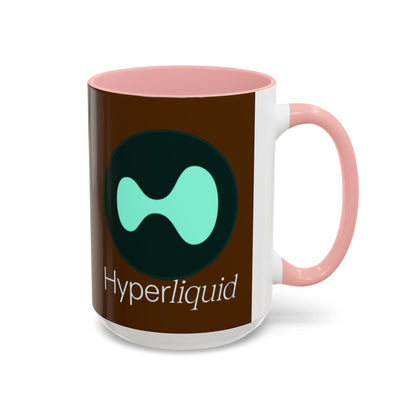 Hyperliquid White font Brown Accent Mug by cypherpunkgear.com