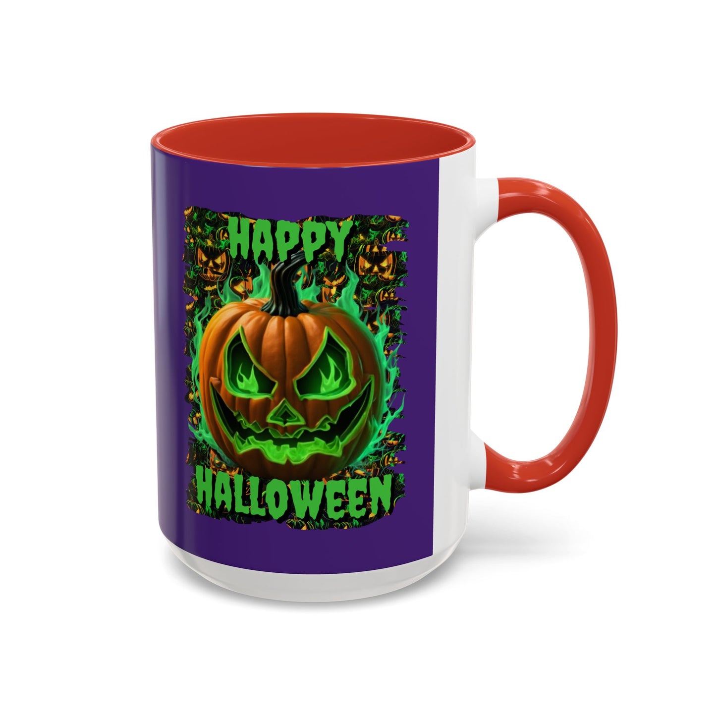 Happy Halloween Green Jack Purple Accent Mug by CreepyCrafts.boo