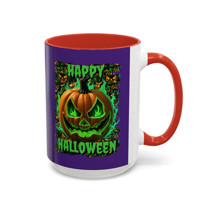 Happy Halloween Green Jack Purple Accent Mug by CreepyCrafts.boo