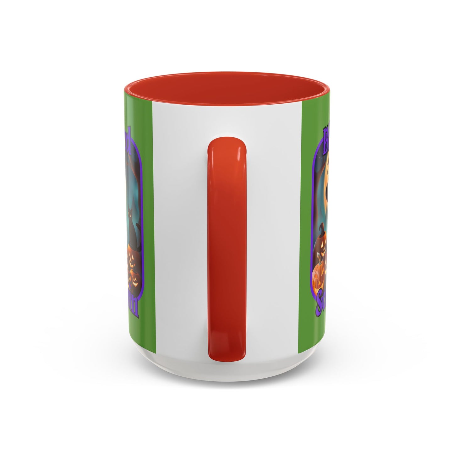 Blessed Samhain Cute Witch Purple font Green Accent Mug by CreepyCrafts.boo