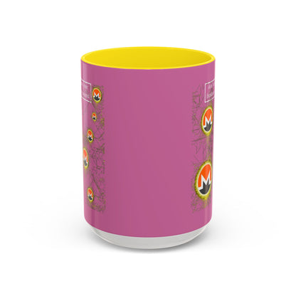 Monero (XMR) don't assume your freedoms are assured Pink Accent Mug by cypherpunkgear.com