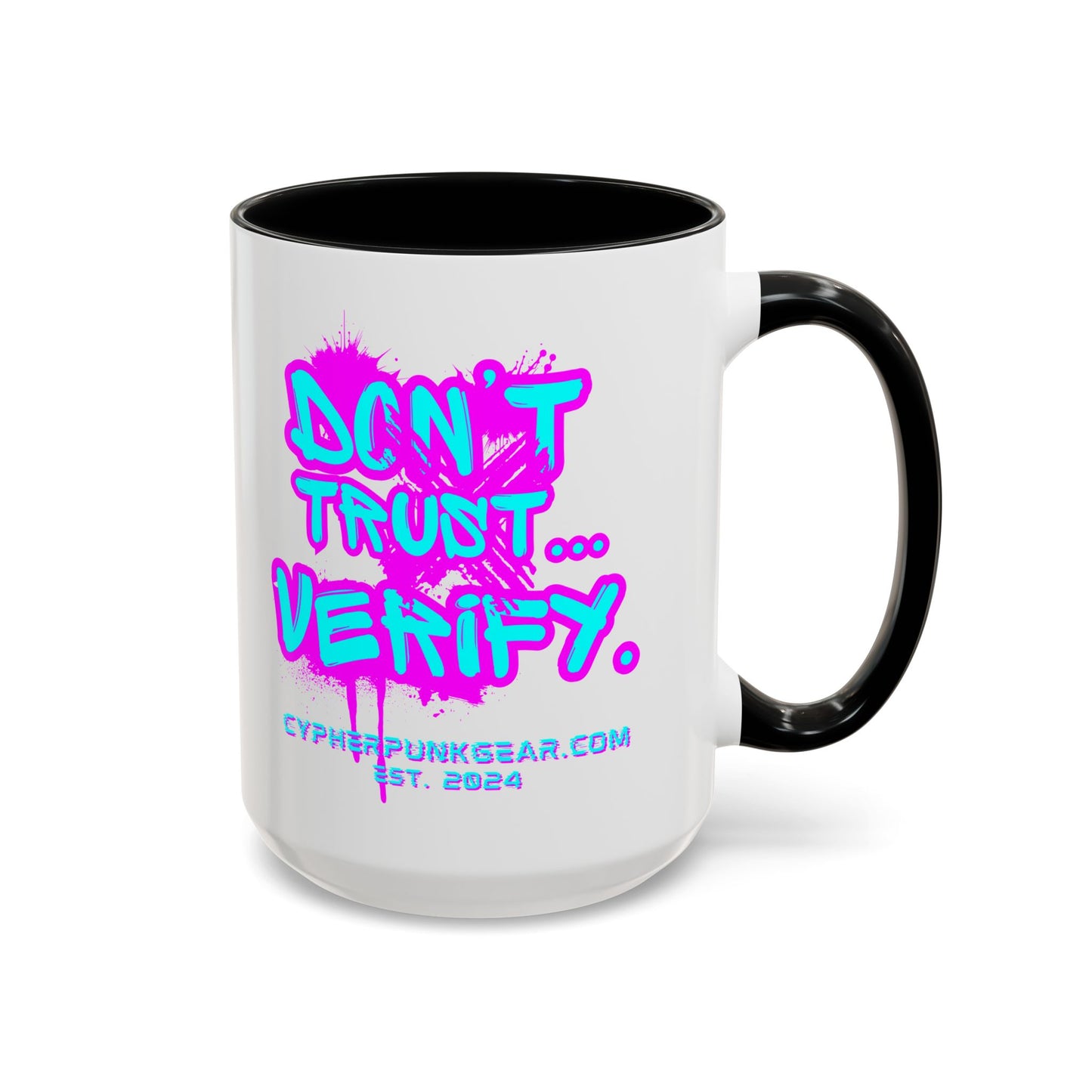 Don't Trust...Verify. White Accent Mug by cypherpunkgear.com