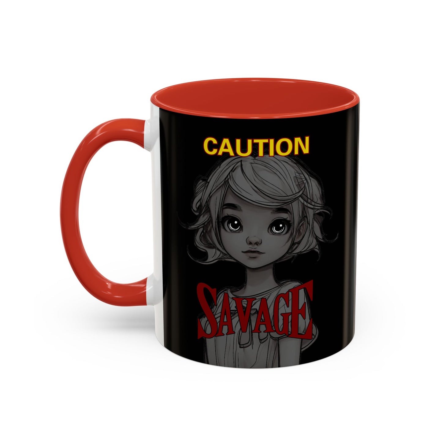 Caution, Savage Black Accent Mug by cypherpunkgear.com