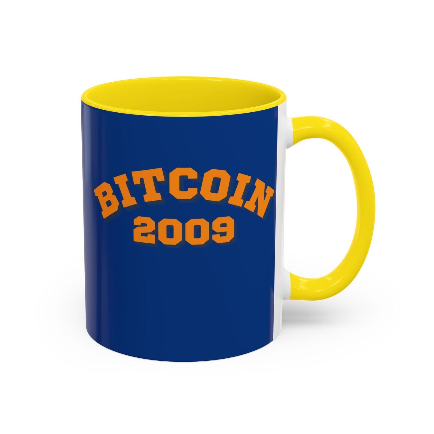 Bitcoin 2009 Dark Blue Accent Mug by cypherpunkgear.com