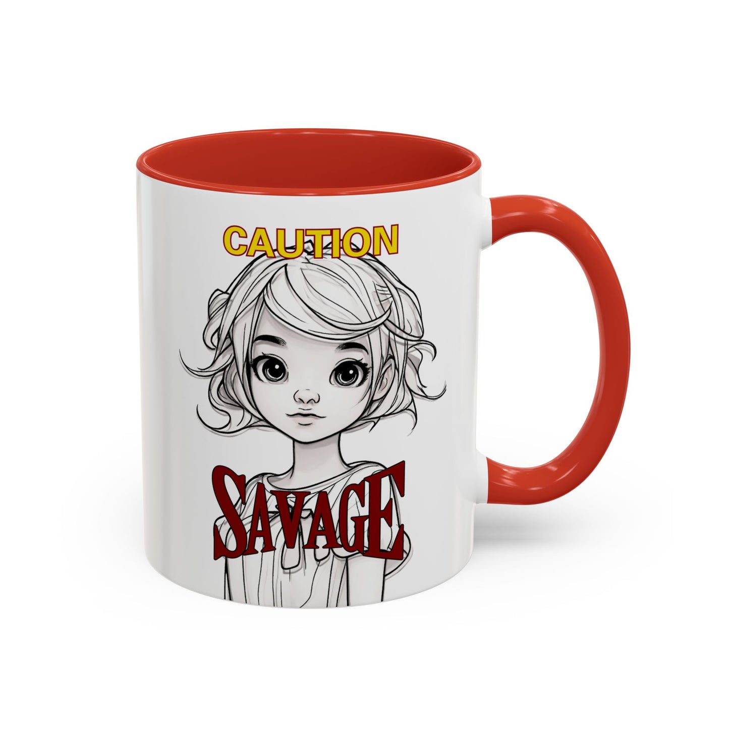 Caution, Savage White Accent Mug by cypherpunkgear.com